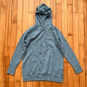 Nicole Miller Womens Medium Blue 100% Extrafine Merino Wool Hoodie Sweater